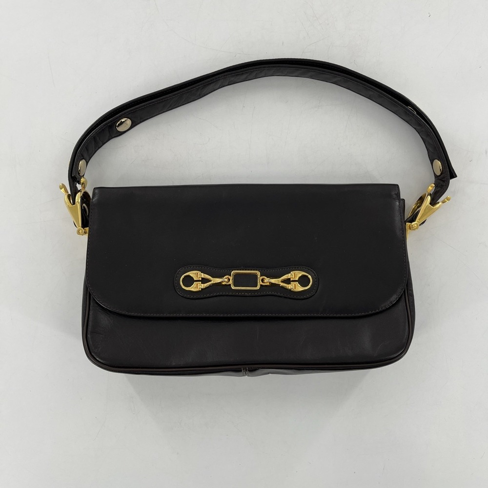 Vintage MCM Susan Gail Leather Shoulder Bag Rare Gold Spur Accents Quiet Luxury - Picture 1 of 16